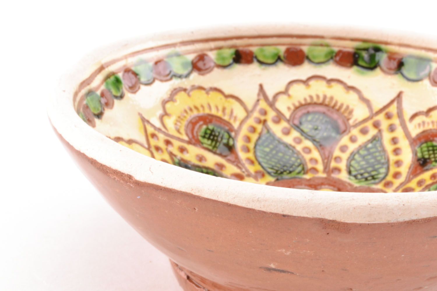 Clay bowl with Western Ukrainian painting photo 3