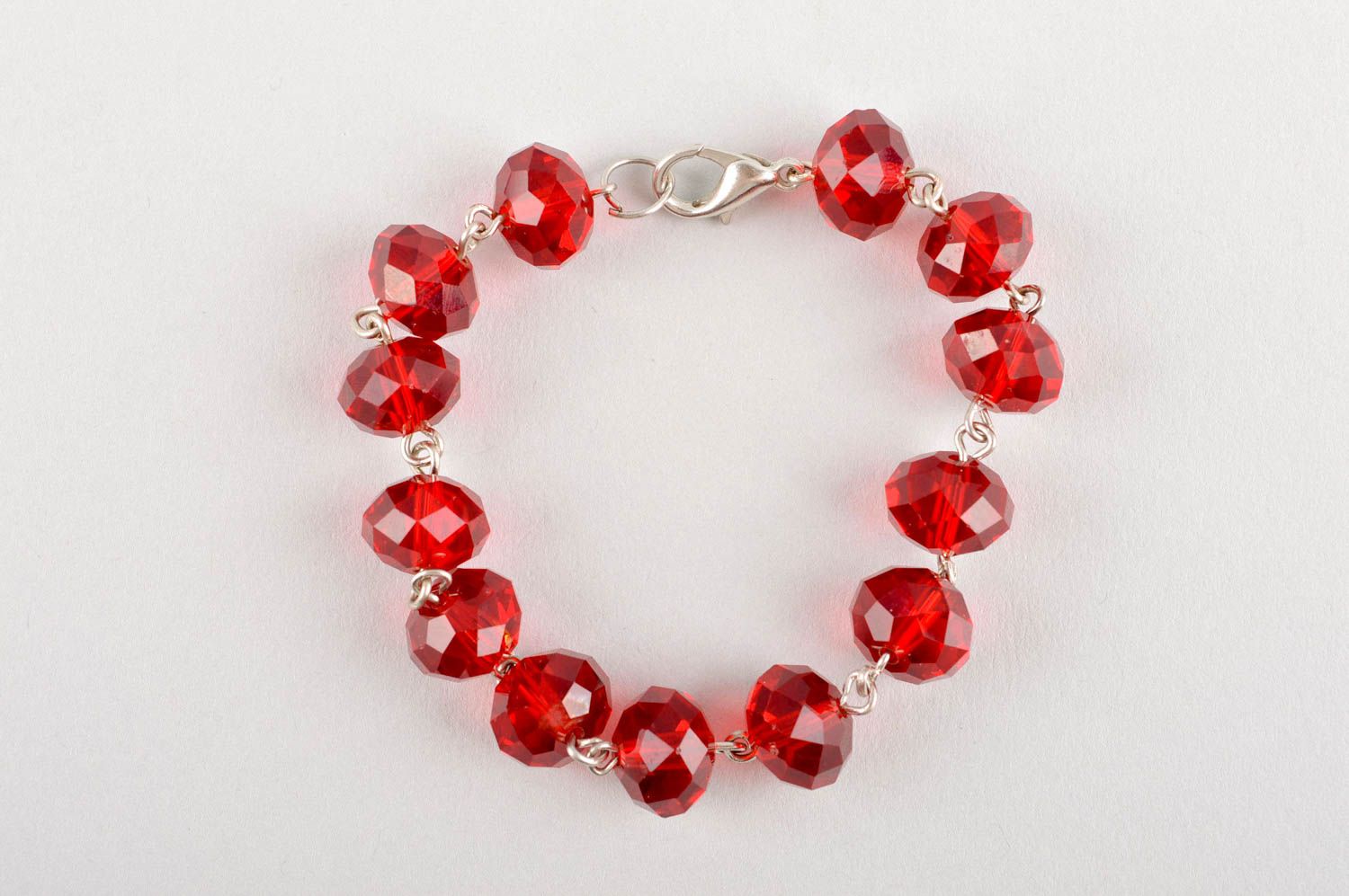 Handmade unusual jewelry stylish red set designer bracelet dangling earrings photo 3