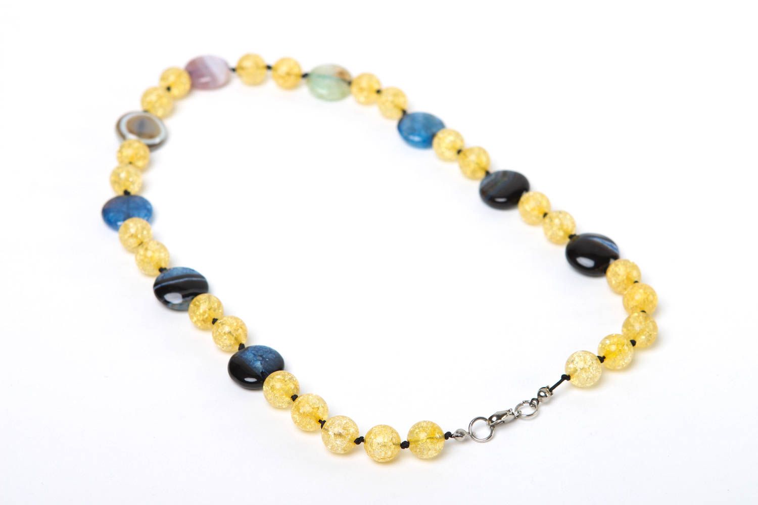 Perlen Schmuck handmade Halsketten Damen Geschenk für Frauen aus Achat elegant foto 4