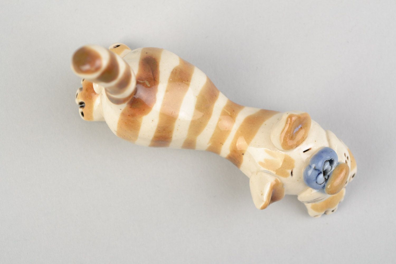 Figura de barro de cerámica artesanal gato decorativo foto 3