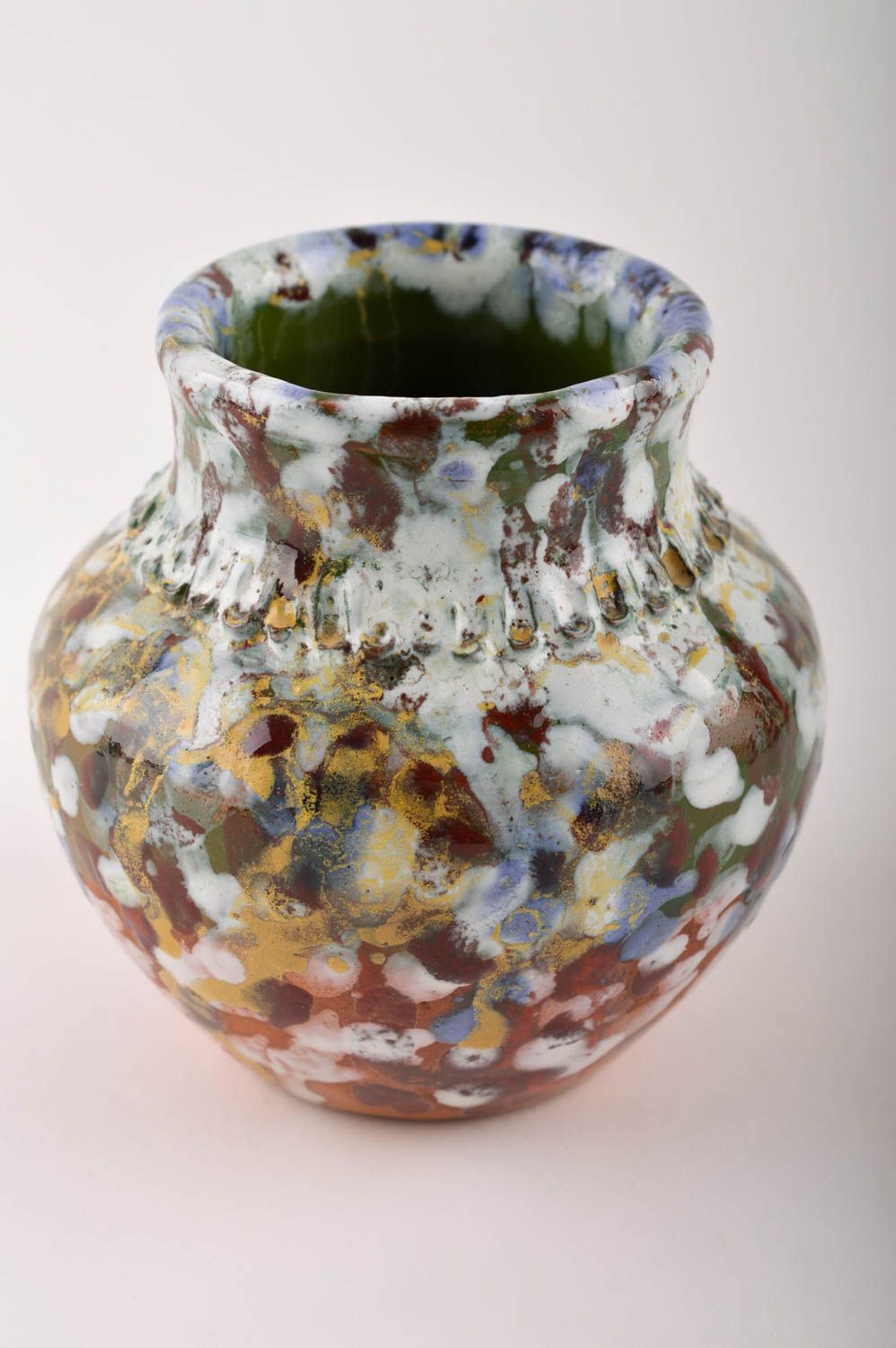 Ваза для декора ручной работы красивая ваза глиняная пятнистая декор для дома фото 2