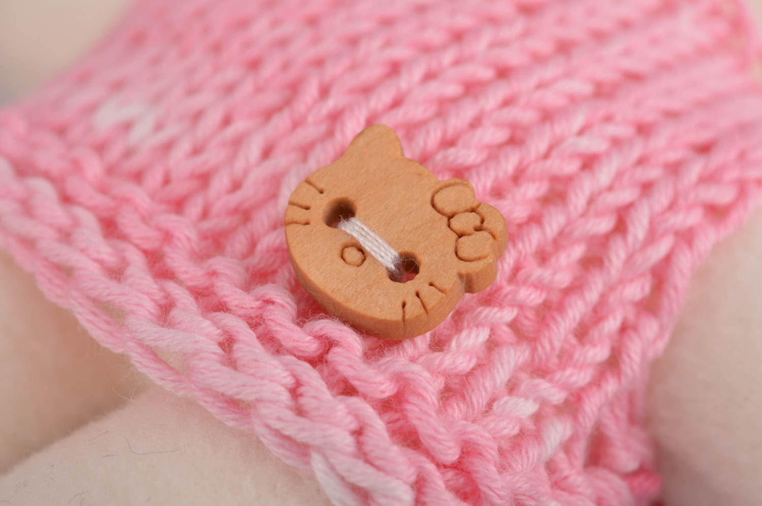 Künstlerisches Kuscheltier aus Stoff Fleece rosa Katze Designer Handarbeit  foto 2