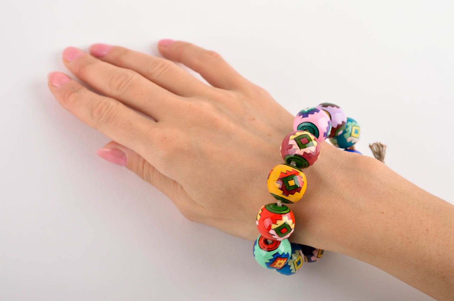 Handmade bracelet ceramic beaded bracelet ethnic jewelry designer accessories photo 5
