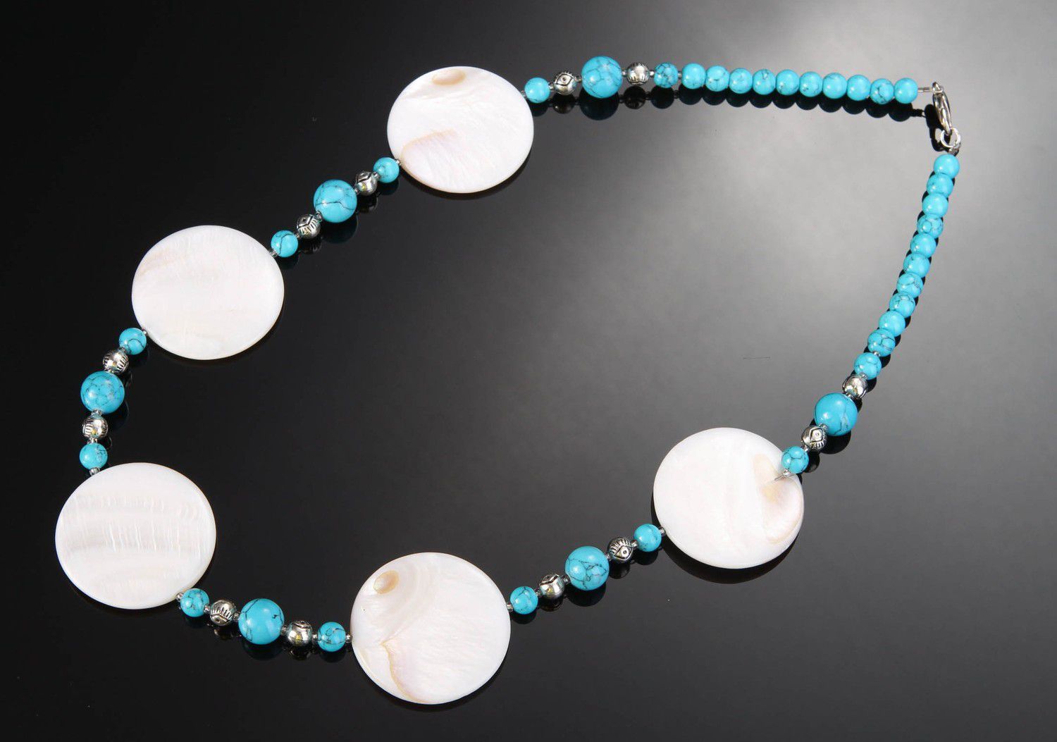 Necklace mae of pearl & turquoise photo 2