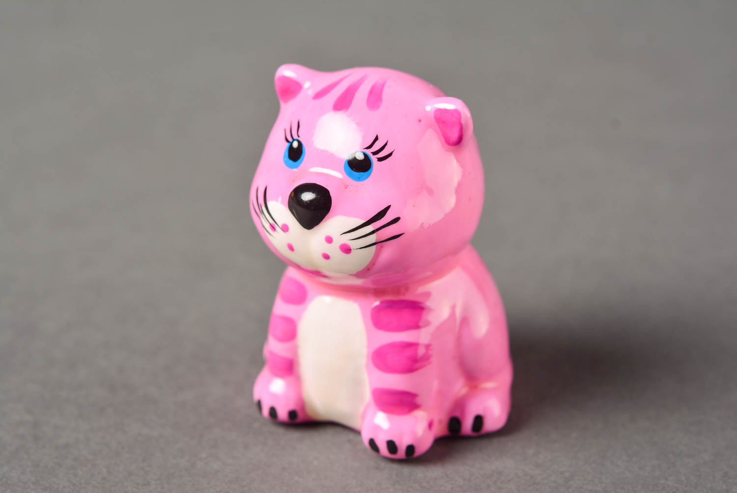 Figura de yeso artesanal decoración de interior regalo para niña Gato rosado foto 3