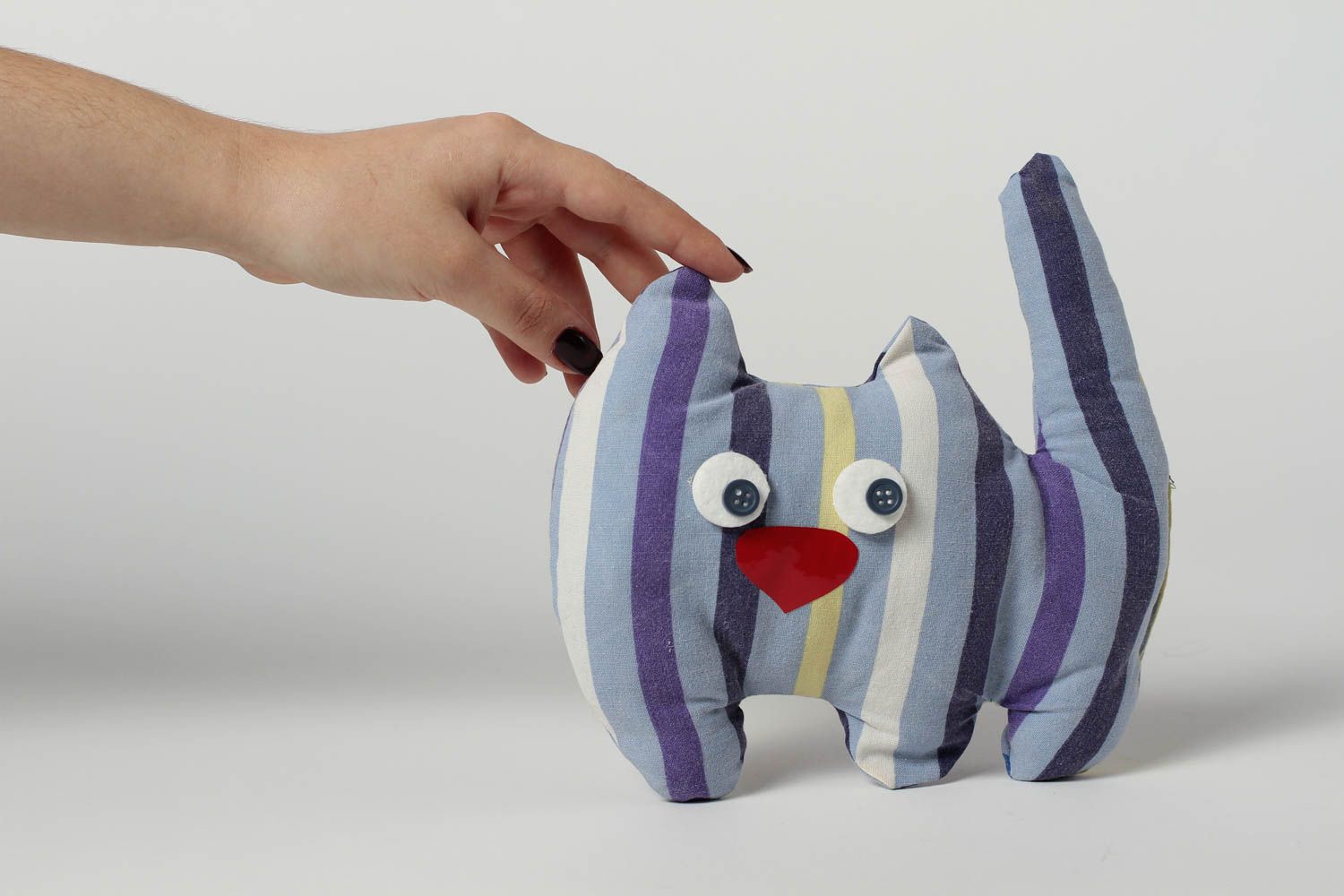 Игрушка кот ручной работы детская игрушка из ткани мягкая игрушка в полоску фото 3