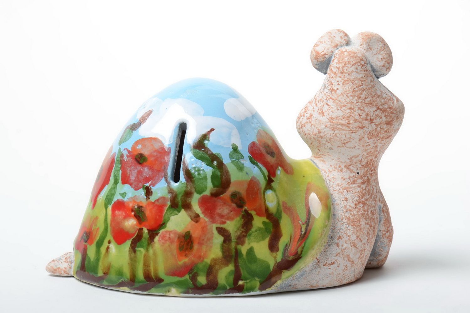 Unusual bright handmade designer semi porcelain money box hand made Snail photo 3