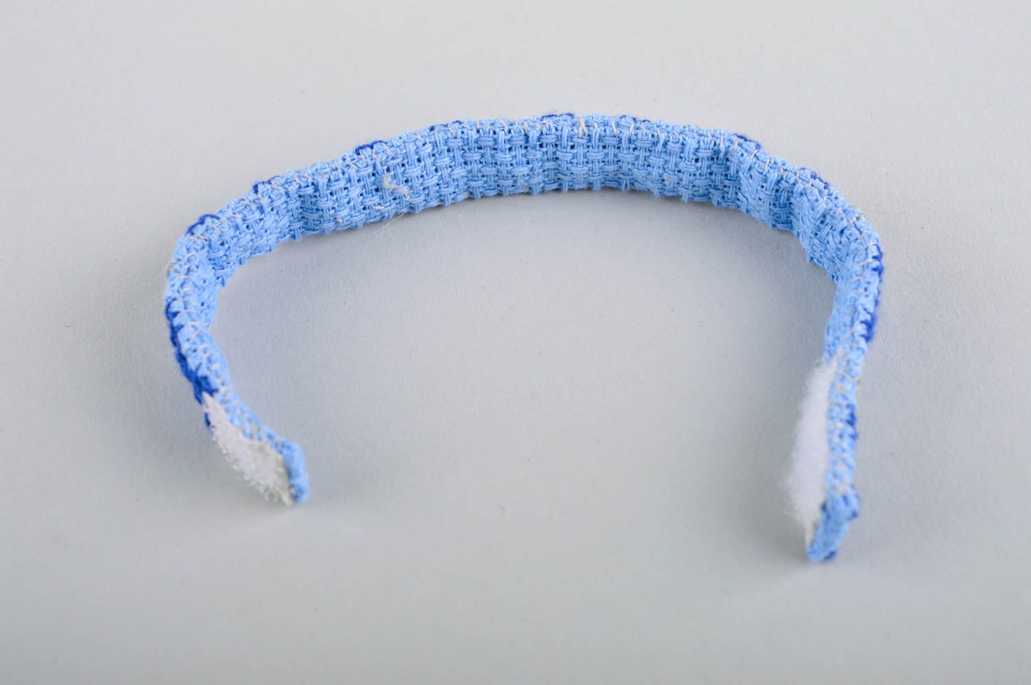 Bracelet brodé Bijou fait main textile fin bleu original Cadeau pour ado photo 4