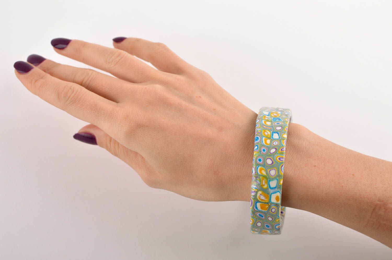 Bracelet pate polymere Bijou fait main rond vif Accessoire femme design photo 5