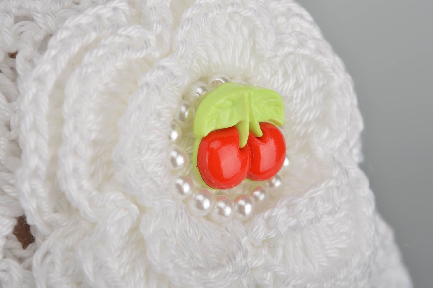 Chapeau enfant fait main Bonnet fille blanc d'été au crochet Cadeau original photo 4