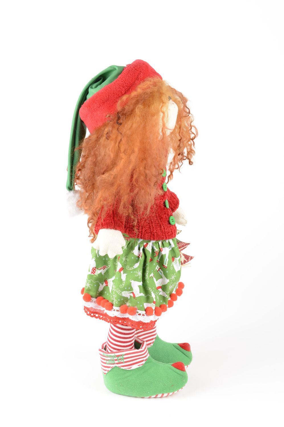 Grande Poupée de chiffon Jouet fait main décoratif fille rousse Cadeau original photo 3