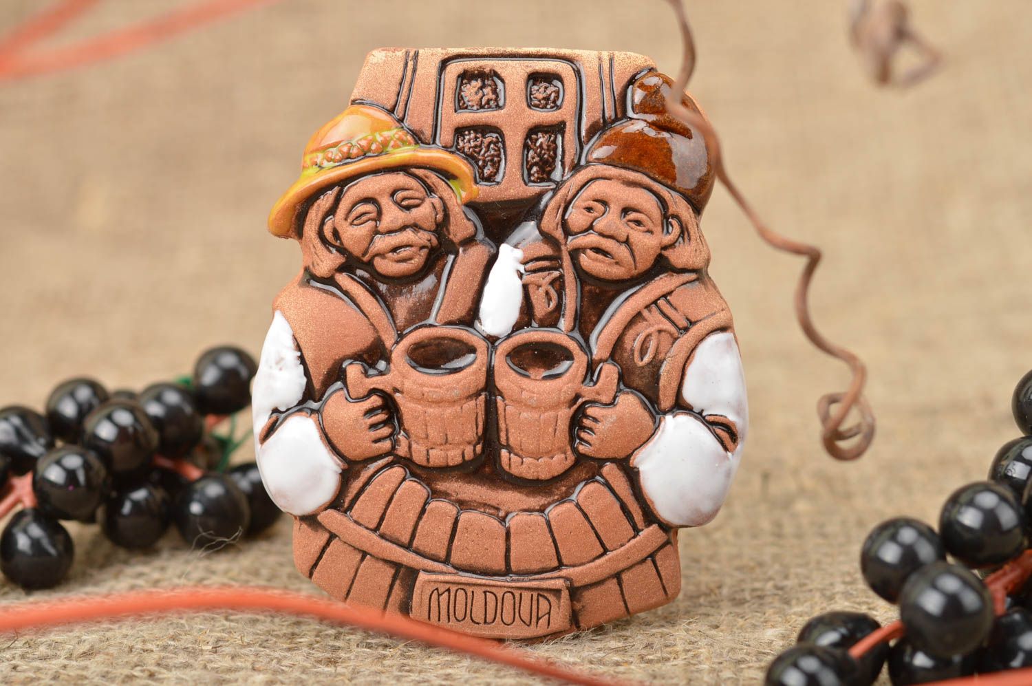 Origineller bemalter Keramik Souvenir Magnet handmade für Kühlschrank Geschenk foto 1