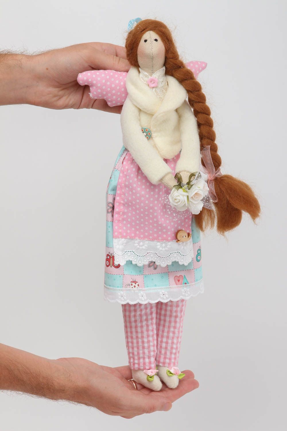 Stoff Puppe handgemacht Wohnzimmer Deko Engel Puppe ausgefallenes Geschenk foto 4