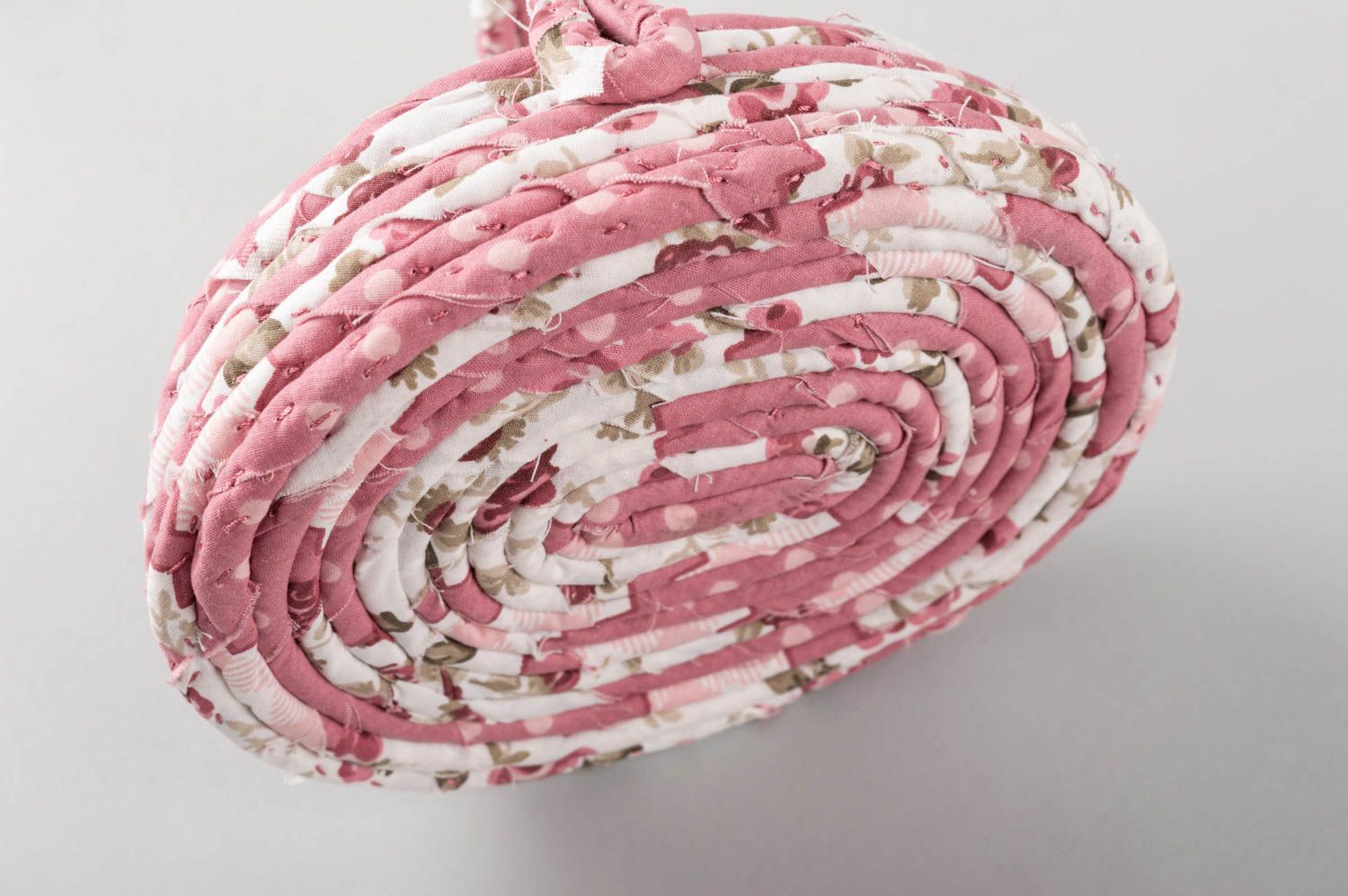 Panier ovale fait main Corbeille en tissu Décoration maison rose original photo 4
