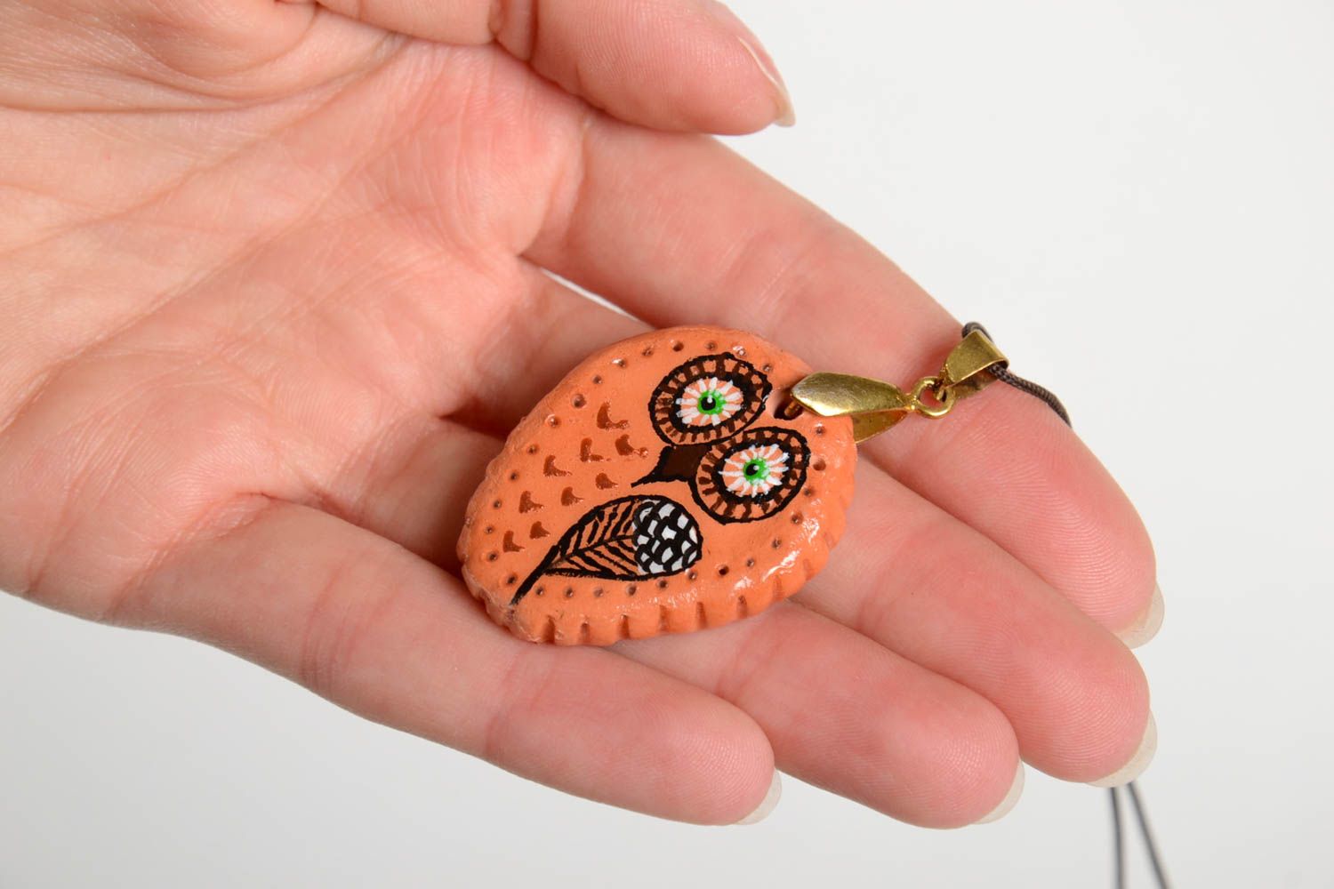 Handmade clay pendant designer pendant unusual gift clay accessory for children photo 3