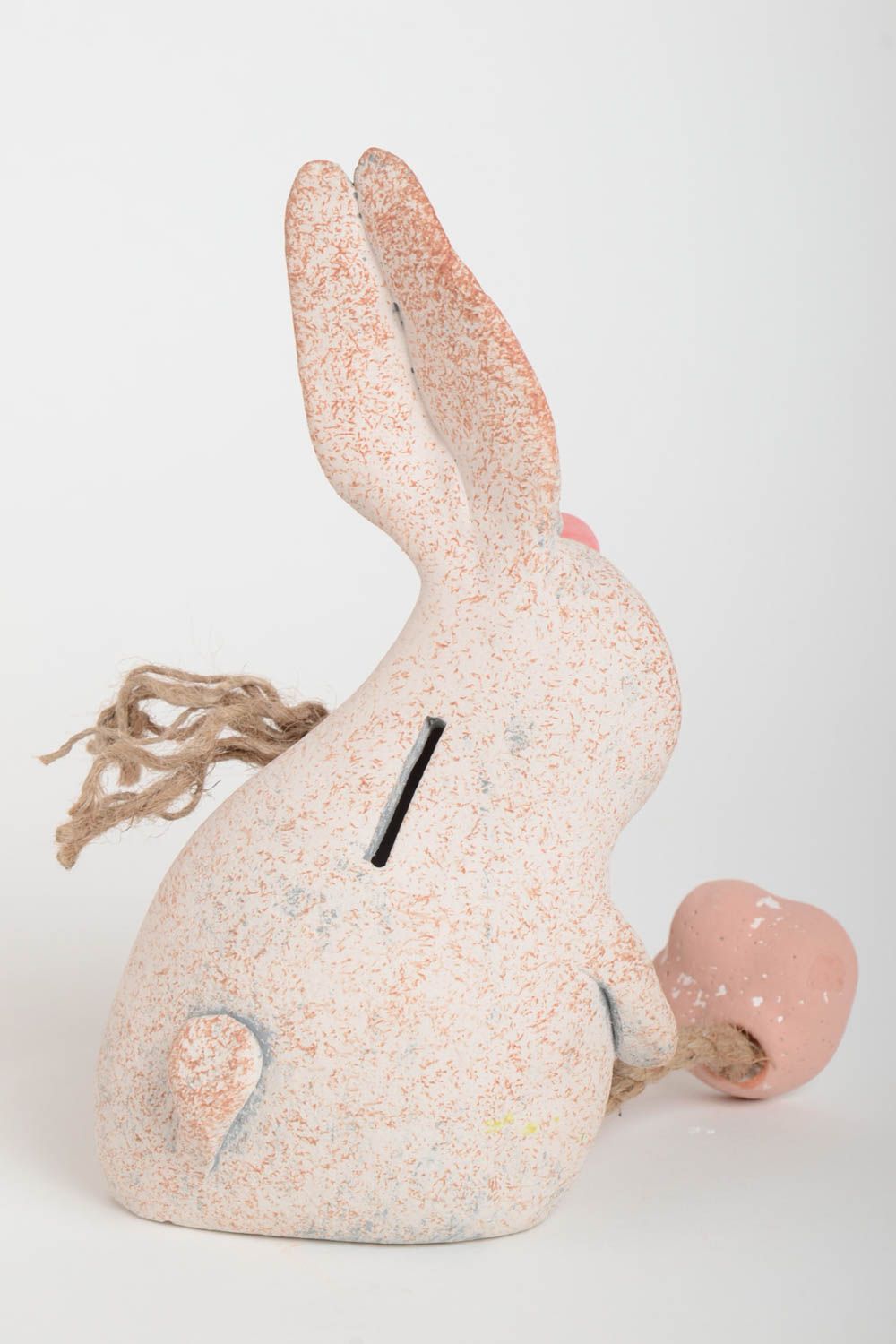 Tirelire céramique souvenir Tirelire fait main en forme de lapin Déco maison photo 5