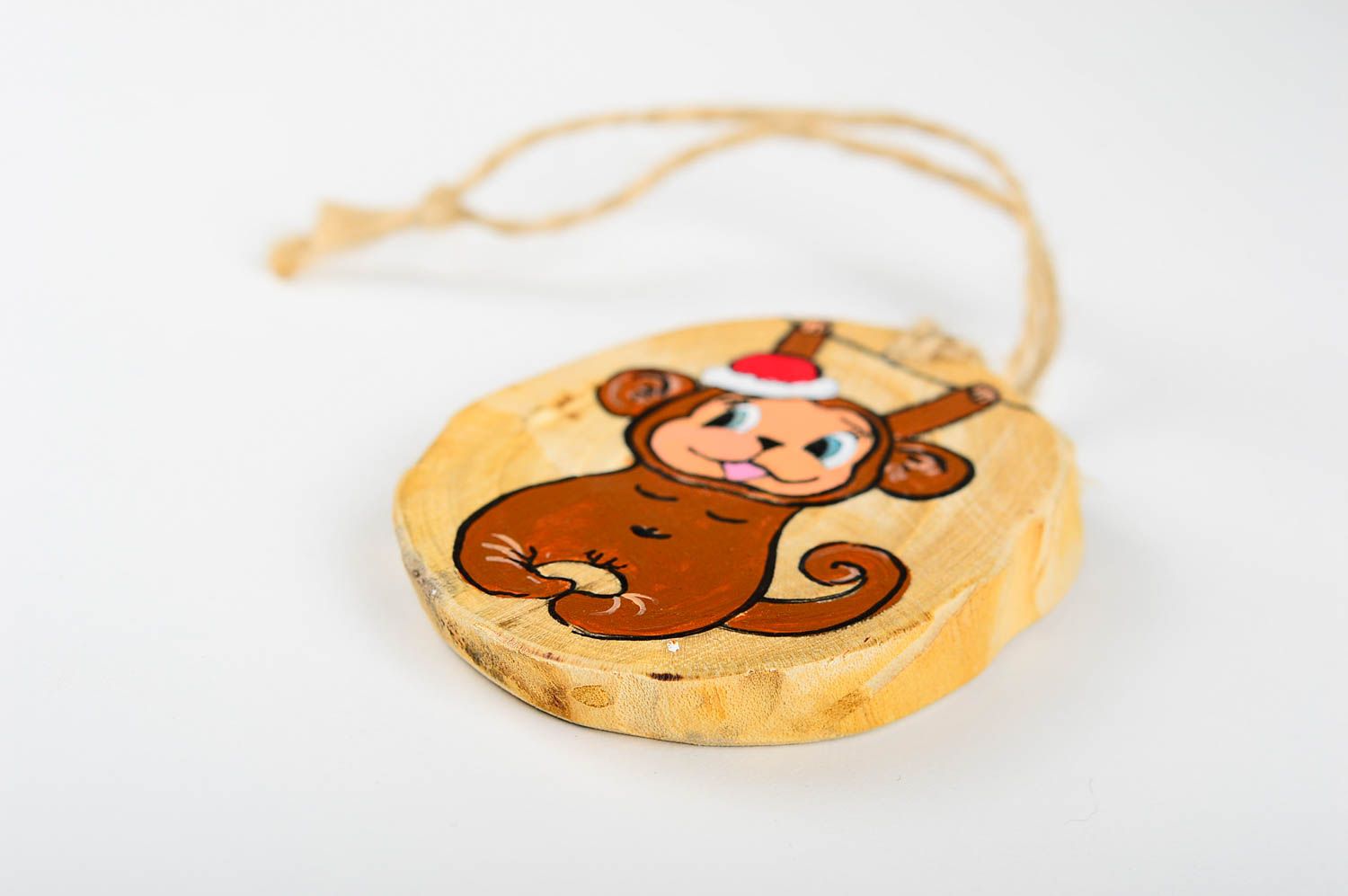 Игрушка на елку handmade декор для дома игрушка из дерева с обезьянкой фото 4