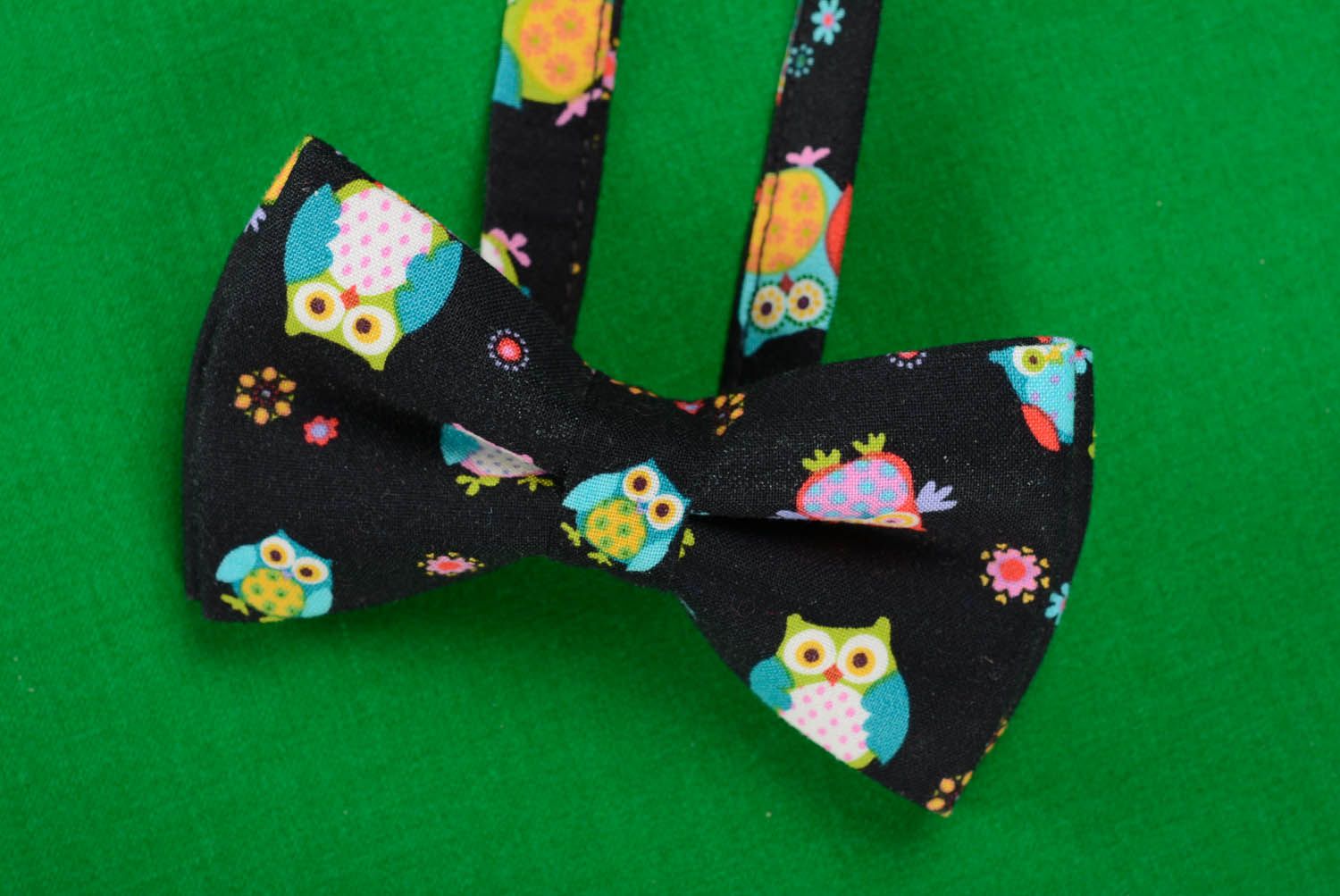 Black bow tie with owls  photo 3
