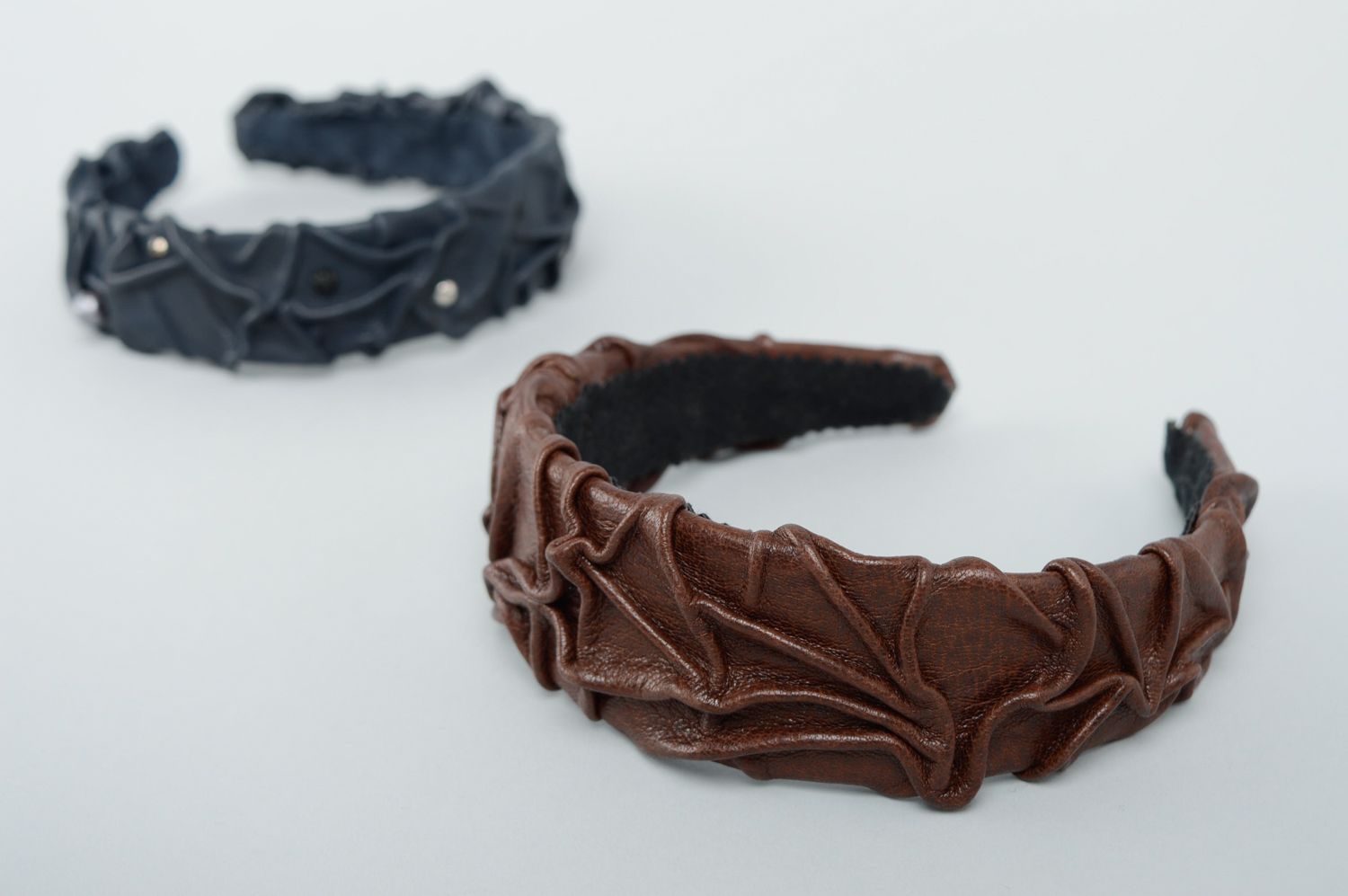 Genuine leather headband of brown color  photo 5