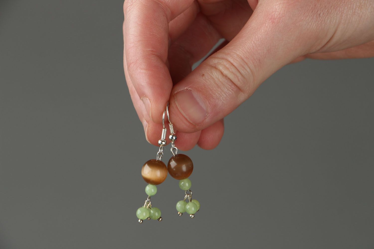 Unusual earrings with natural stones photo 4