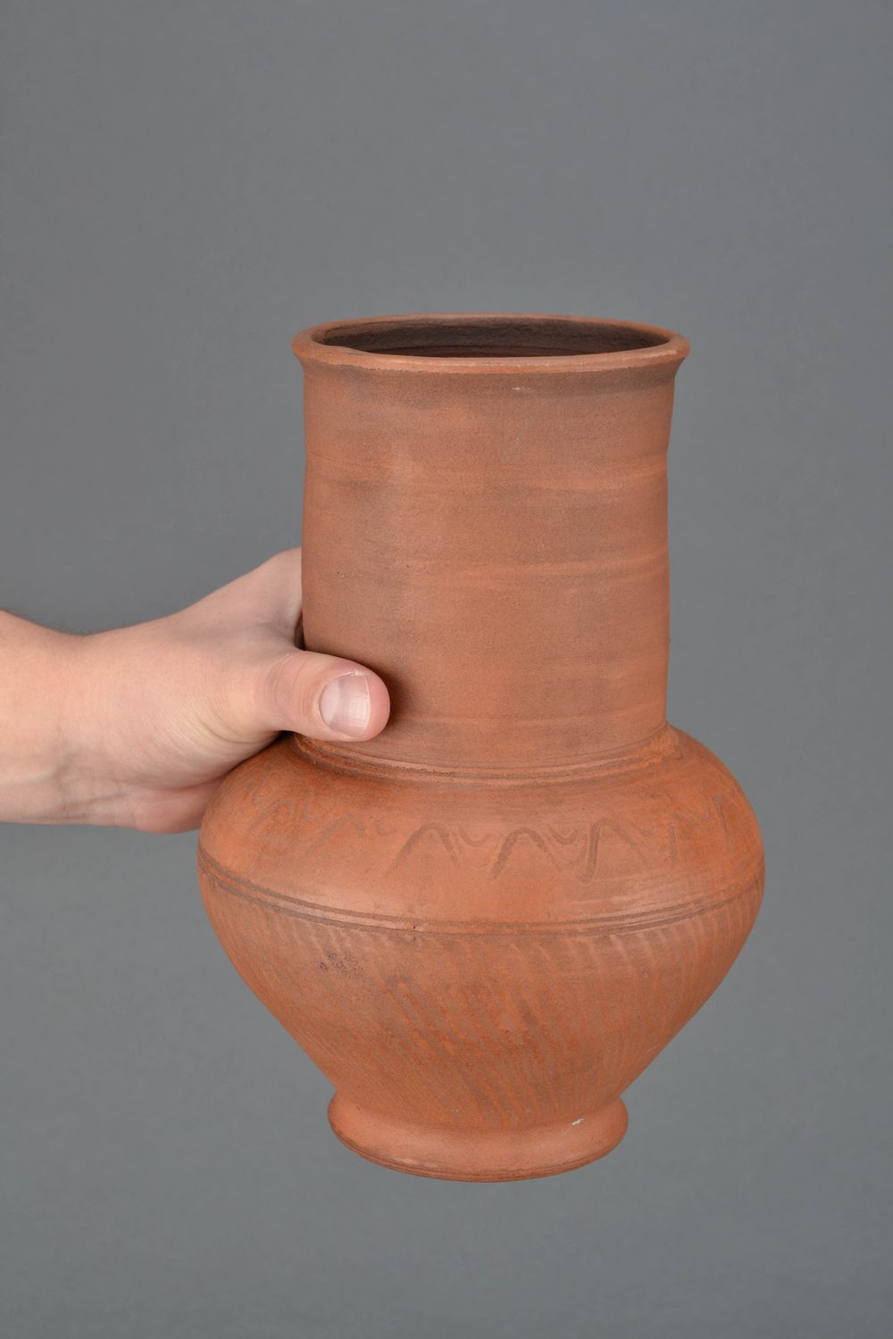 66 oz handmade ceramic terracotta water pitcher without handle 2 lb photo 2