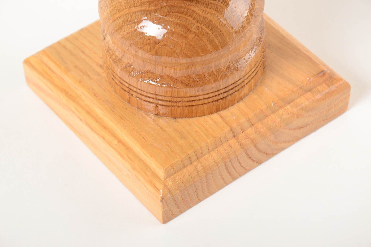 Wooden handmade retro style single candlestick holder 12,6 inches, 1,13 lb photo 5