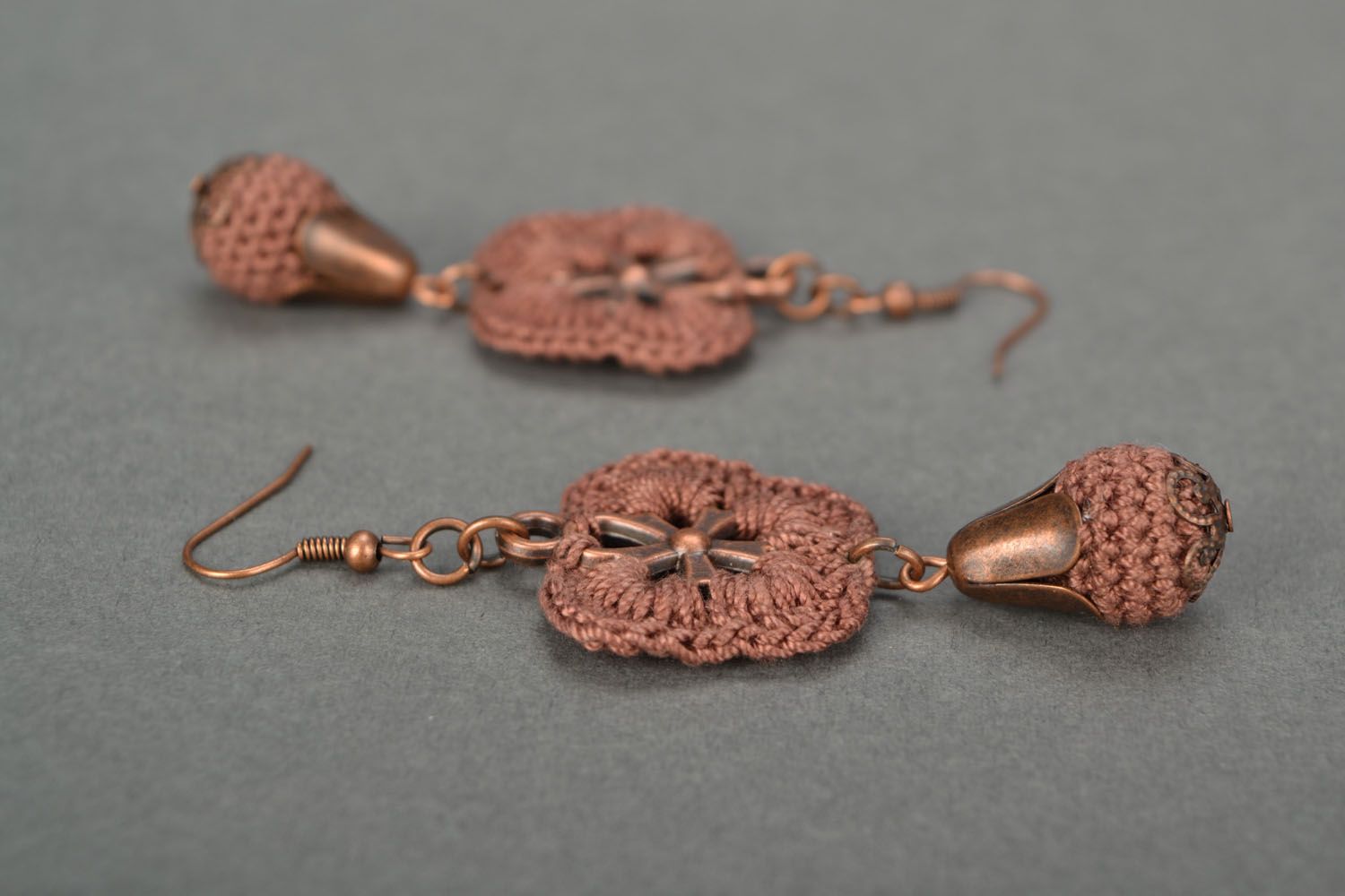 Crochet earrings Chocolate photo 1