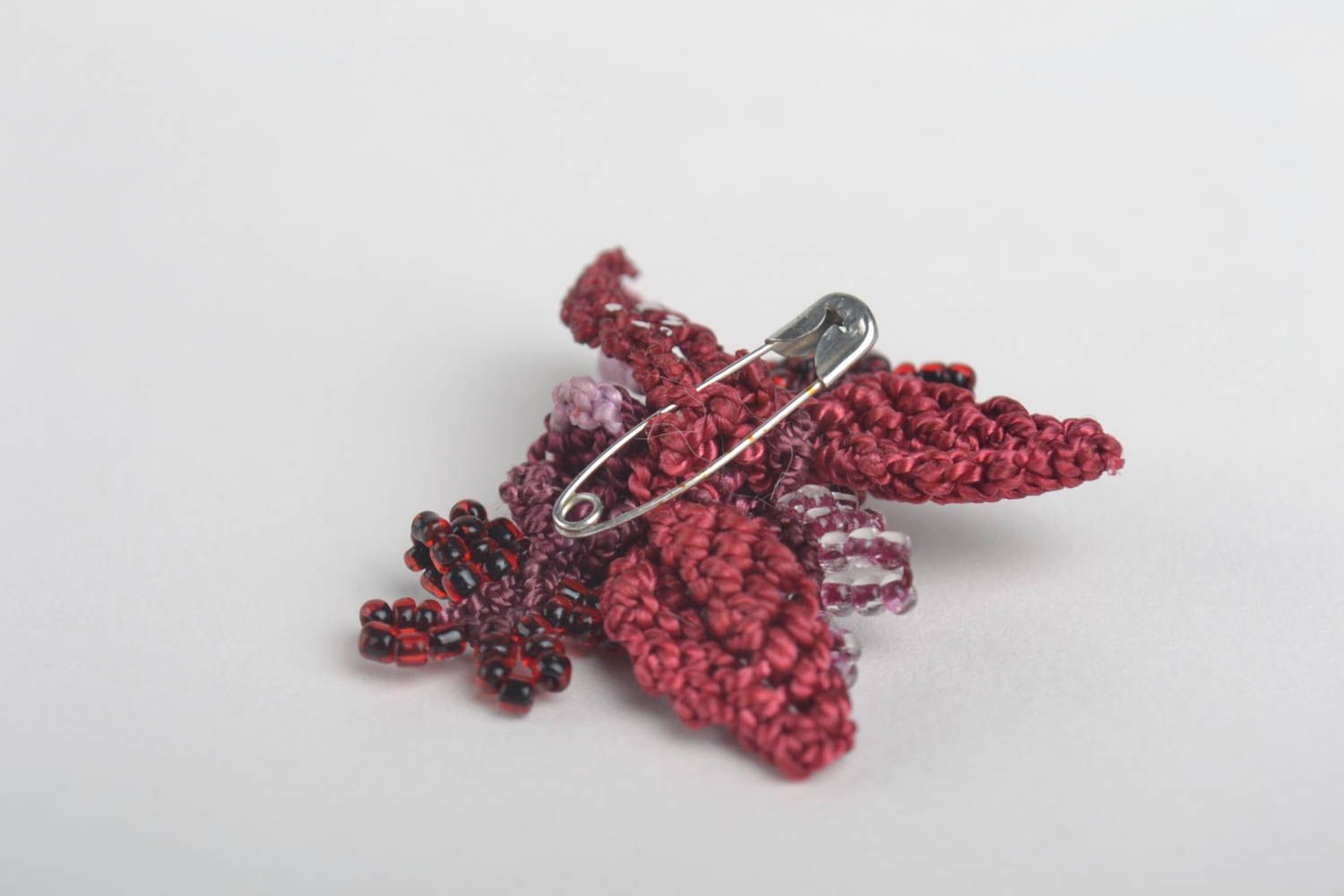 Брошь цветок украшение ручной работы плетеная брошь с бисером подарок девушке фото 3