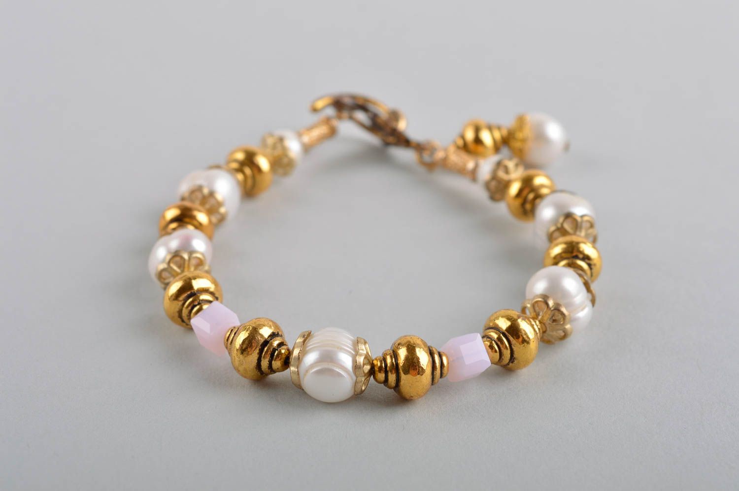 Bracelet fantaisie Bijou fait main design perles cristaux Accessoire femme photo 3