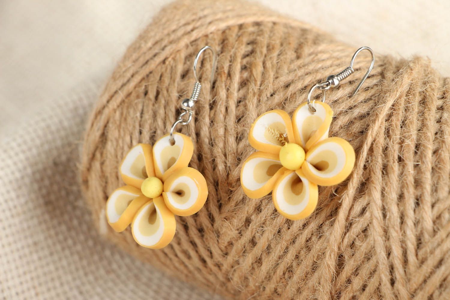 Earrings made ​​of polymer clay Flowers photo 2