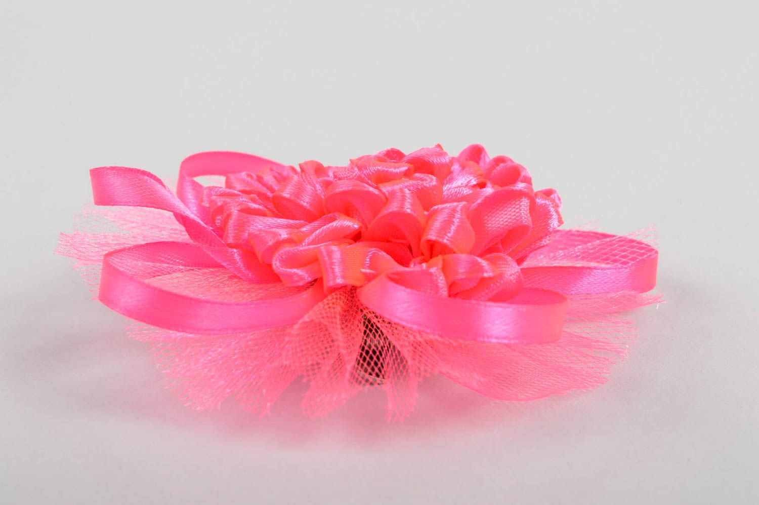 Украшение ручной работы яркая заколка с цветком розовый аксессуар для волос фото 3