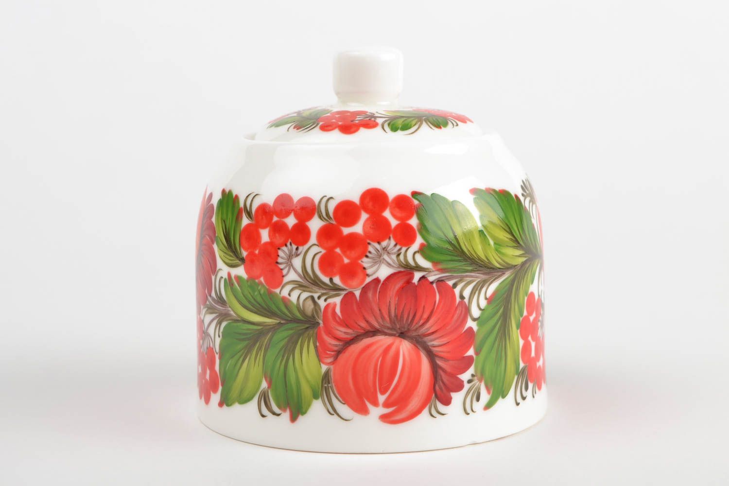 Handmade ceramic sugar bowl porcelain sugar bowl with painting kitchen decor photo 4
