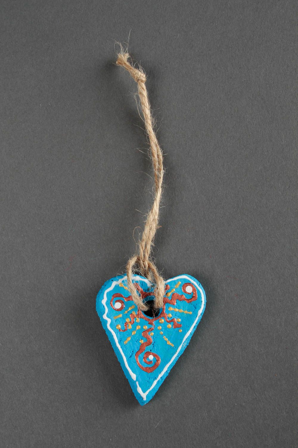 Suspension décorative Coeur déco fait main bleu Cadeau original photo 3