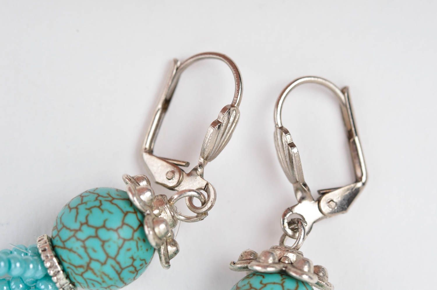 Handmade seed bead earrings seed beads accessories long earrings with charms photo 4