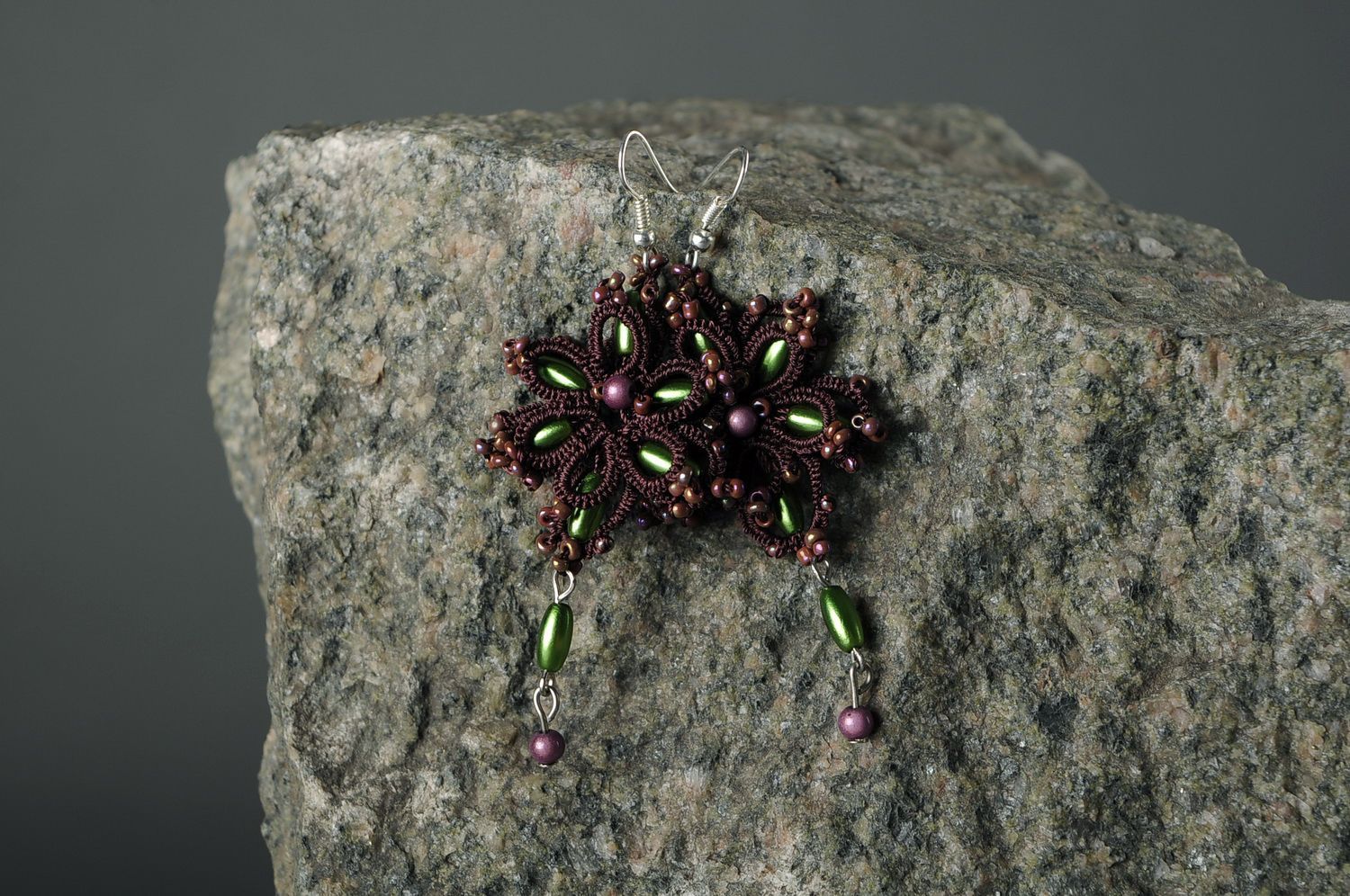 Floral Earrings Made of Beads photo 4