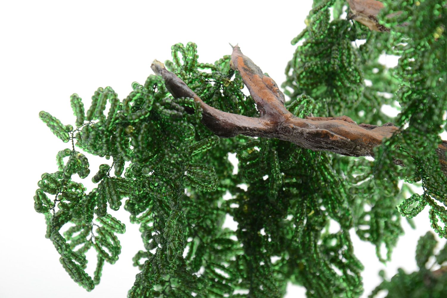 Handgemachter grüner gefärbter Glücksbaum aus Glasperlen für Interieur Dekoration foto 4