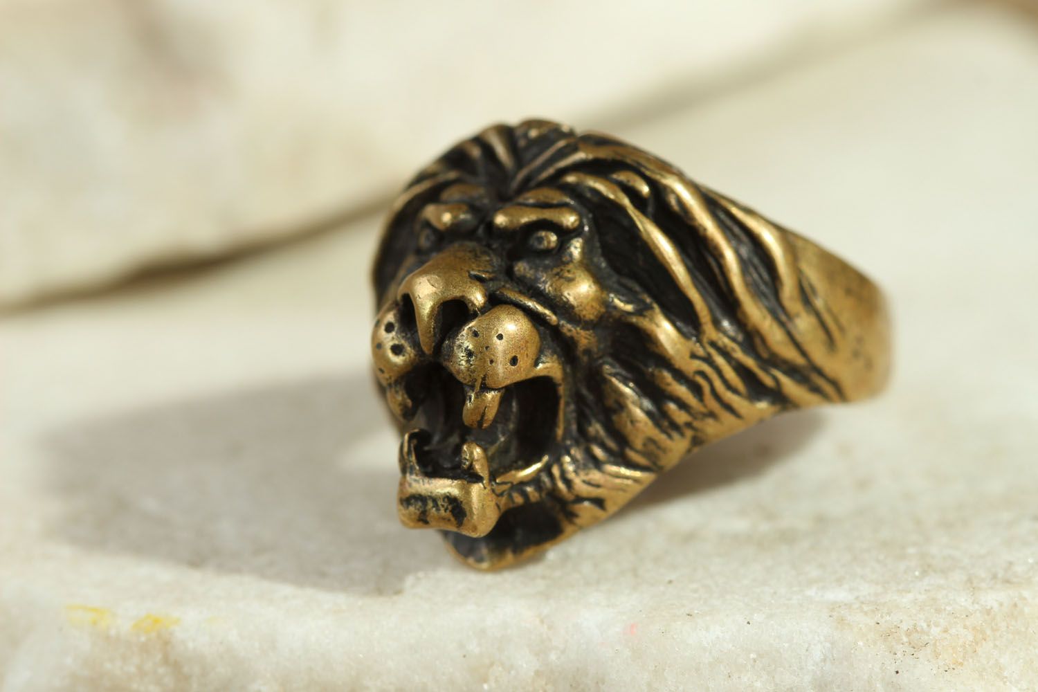 Bague originale en bronze faite main Lion photo 1