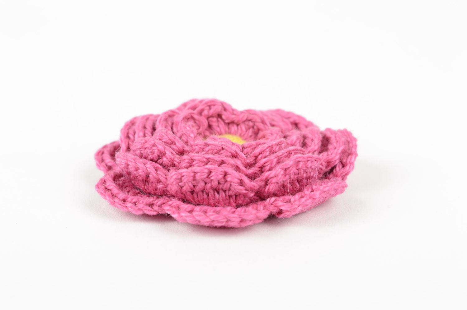 Fleur tricot fait main Fourniture bijoux rose en fils de coton Loisirs créatifs photo 4