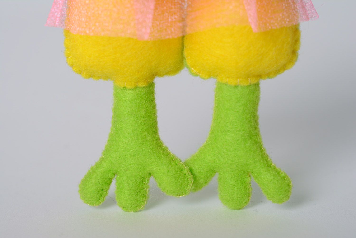 Jouet mou amusant fait main vert jaune en feutre petite grenouille cadeau photo 4