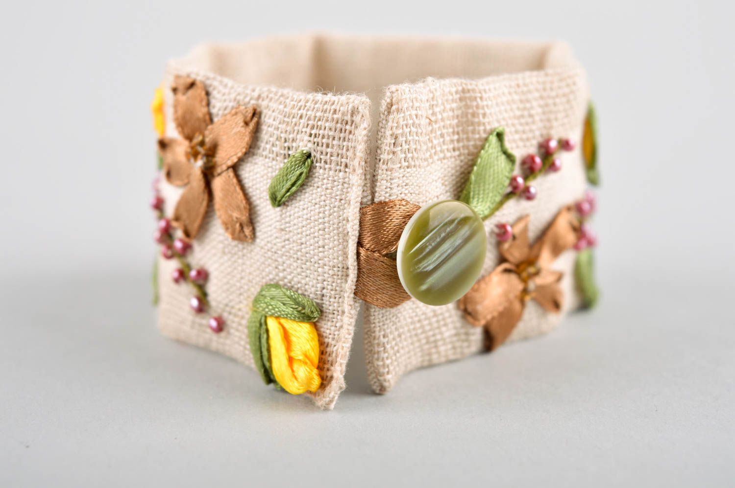 Handgemachtes schönes Armband Schmuck für Frauen Stoff Armband mit Blumen foto 4