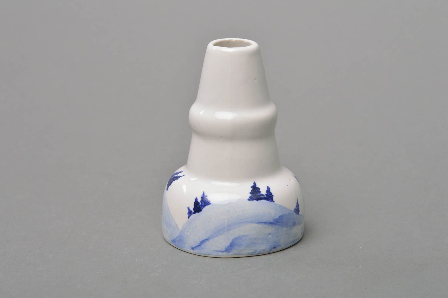 Handmade Deko Kerzenständer Kerzenhalter weiß Porzellan Dekoration mit Muster foto 1