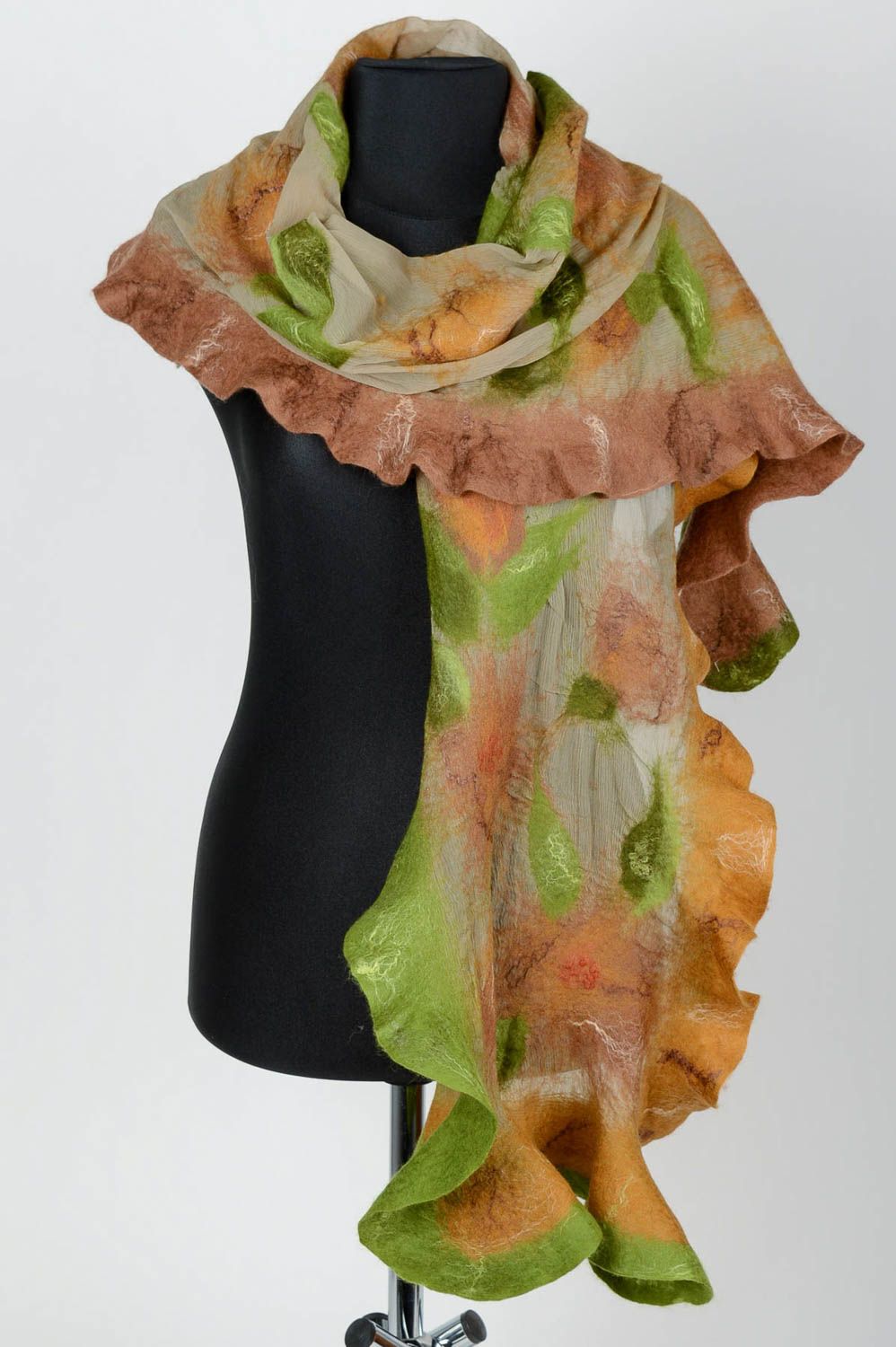 Écharpe en laine soie Écharpe faite main large feutrage Accessoire femme photo 1