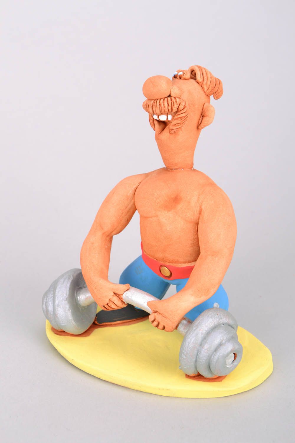 Handmade clay figurine Weightlifter photo 3