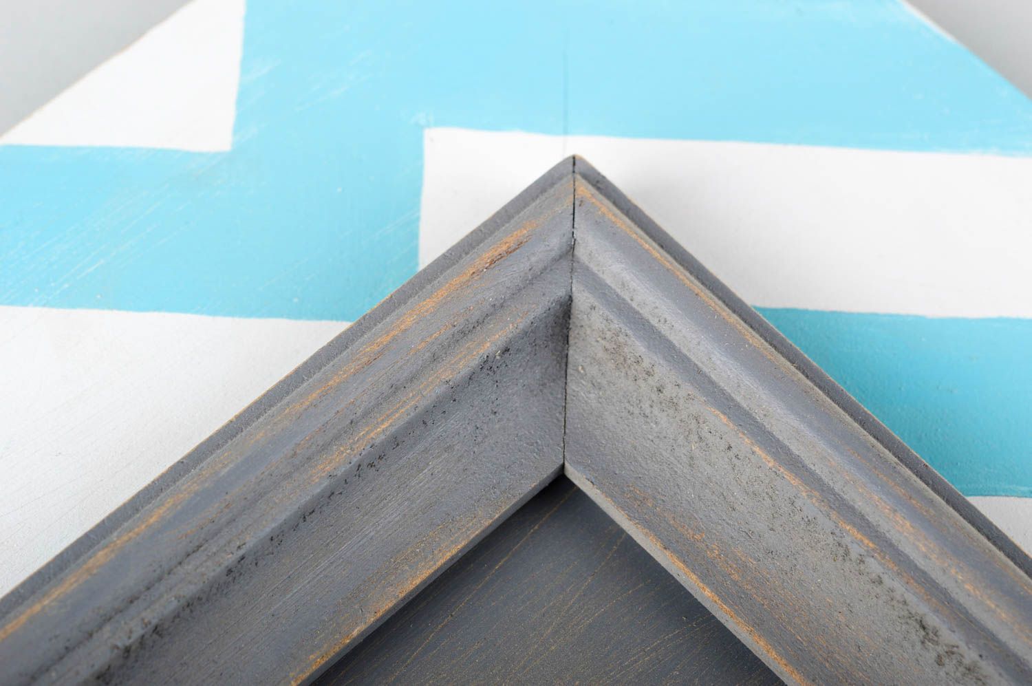 Handmade blau weißer Holz Fotorahmen Wohn Accessoire Haus Deko gemustert foto 4