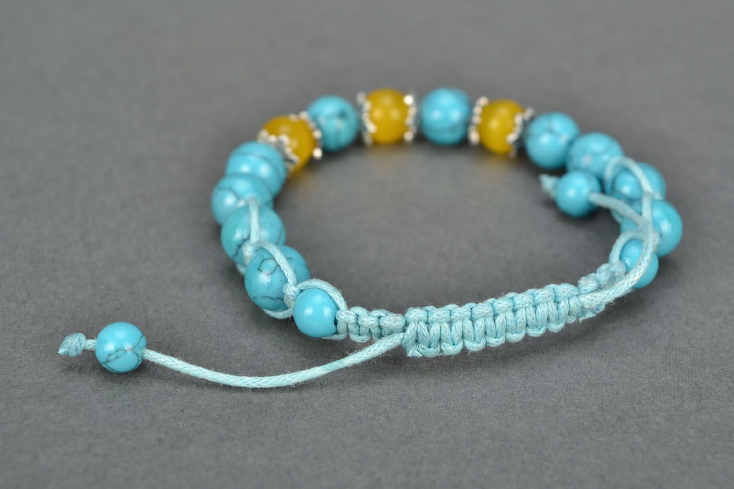 Handmade bracelet with turquoise and cat's eye photo 4