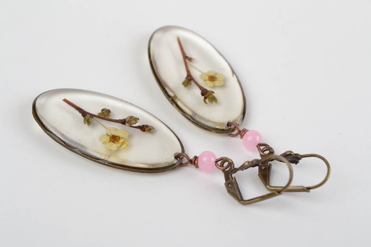 Handmade transparent earrings stylish beautiful accessory oval earrings photo 9