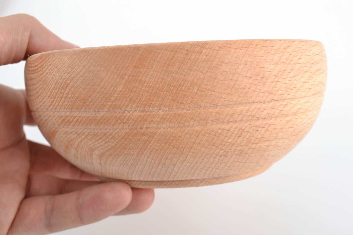 Handmade decorative carved deep wooden bowl for soups and salads 500 ml  photo 2