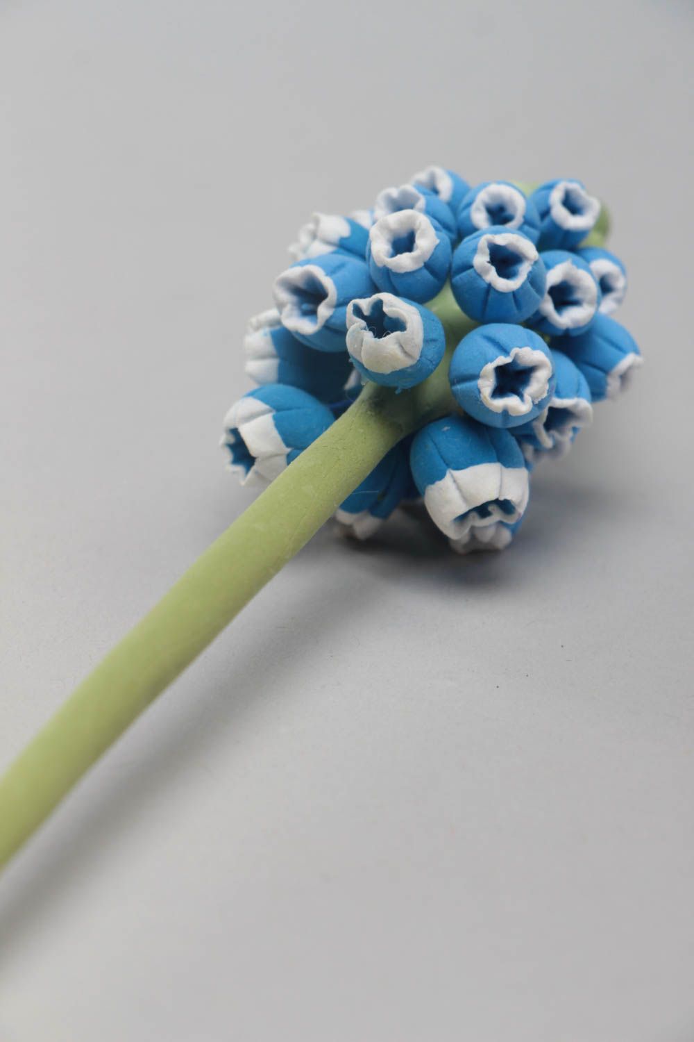 Handmade artificial Japanese polymer clay blue muscari flower for interior decor photo 4