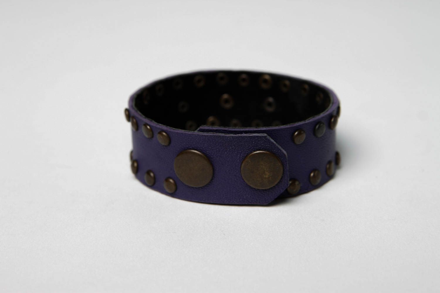 Bracelet cuir Bijou fait main bleu foncé Accessoire tendance style casual photo 5