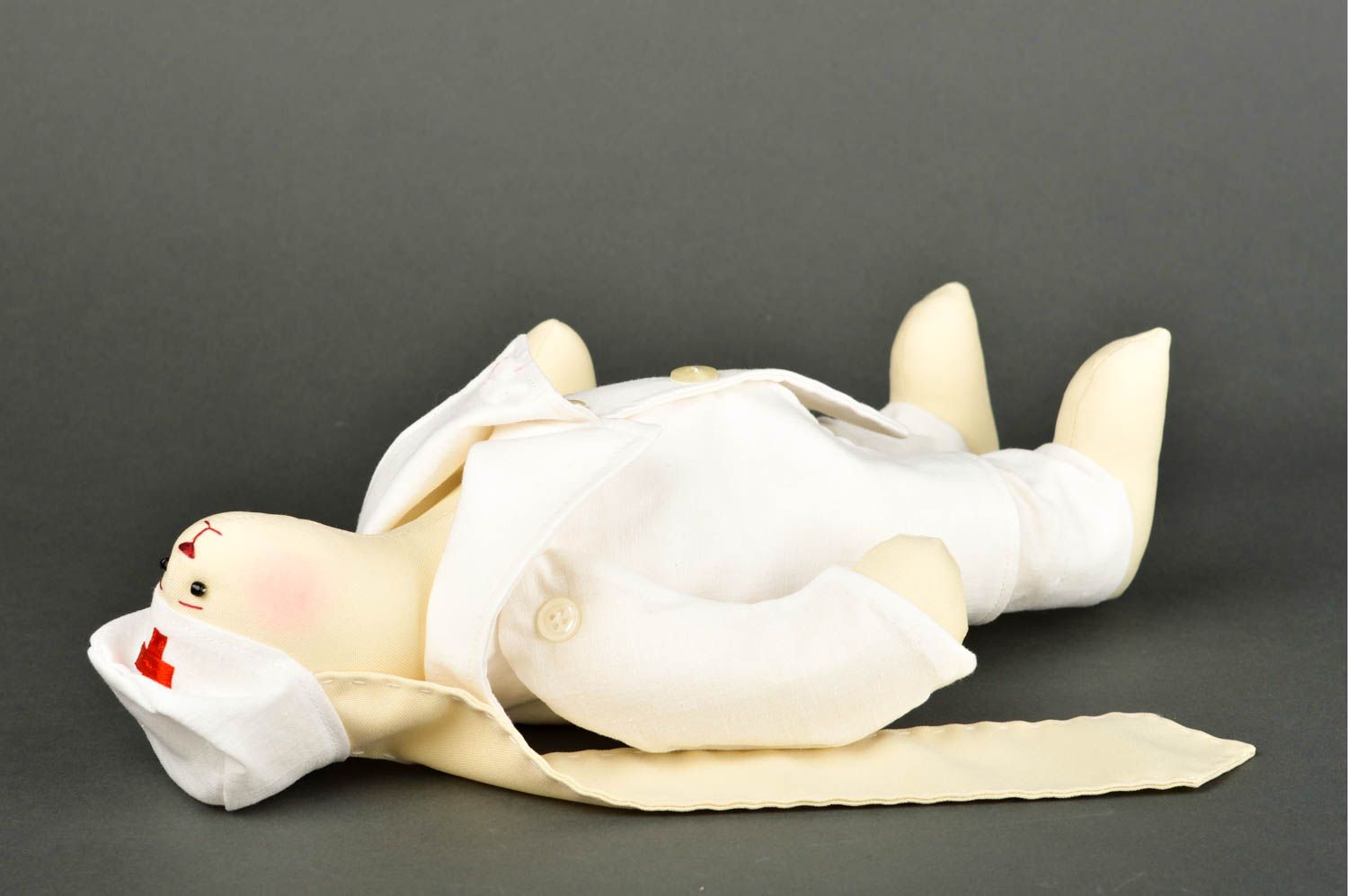 Handmade Kuscheltier Hase Stoff Spielzeug Geschenk für Kinder niedlicher Arzt foto 2